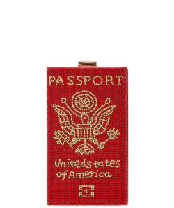 Passport Style Rhinestone Clutch 6713 RED
